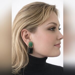 Reve Sterling Silver Earrings with Onyx & Chrysoprase